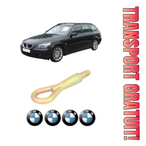 Cui carlig remorcare, tractare auto BMW Seria 5 Touring (E61) din 2004-2010, Otel, Cri-Flo, 4 Stickere cu BMW