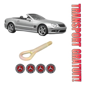 Cui carlig remorcare, tractare auto MERCEDES-BENZ SL (R230) din 2001-2012, Otel, Cri-Flo, 4 Stickere cu MERCEDES-BENZ