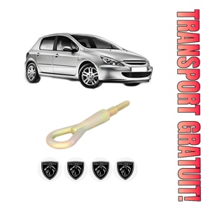 Cui carlig remorcare, tractare auto PEUGEOT 307 (3A/C) din 2000-2009, Otel, Cri-Flo, 4 Stickere cu PEUGEOT