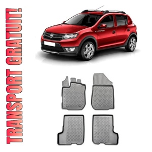 Dacia Sandero II Stepway, Hatchback, Din 12.2012 - 12.2020 , Set Covorase Auto Tip Tavita Premium 3D, din cauciuc