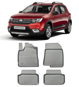 Dacia Sandero III Stepway, Hatchback, Din 01.2021 - Prezent , Set Covorase Auto Tip Tavita Premium 3D, din cauciuc accesorii pentru autoturismul tau - masina v172423