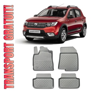 Dacia Sandero III Stepway, Hatchback, Din 01.2021 - Prezent , Set Covorase Auto Tip Tavita Premium 3D, din cauciuc