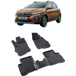 Dacia Sandero Stepway Comfort 2020-2025 Set 4 covorase auto din cauciuc tip tavita premium line 3D - Transport Gratuit! - Img 2