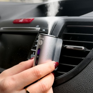 Difuzor Parfum Auto AMOS Mini Gri, 3 Arome Incluse Cadou, Odorizant Inteligent, USB, Parfum Intens, Design Premium - Img 5