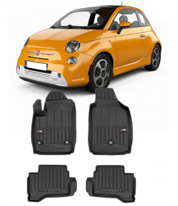 Fiat 500E I Electric Din 2015 - 2020, Hatchback , Set Covorase Auto Tip Tavita Premium 3D, din cauciuc accesorii pentru autoturismul tau - masina v163878