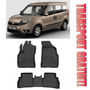Fiat Doblo II Cargo Kombi Maxi Din 2010 - Prezent, Van , Set Covorase Auto Tip Tavita Premium 3D, din cauciuc