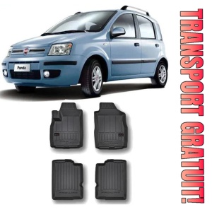 Fiat Panda II, Hatchback, Din 09.2003 - 12.2012 , Set Covorase Auto Tip Tavita Premium 3D, din cauciuc