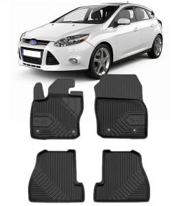 Ford Focus III Facelift Din 2014 - 08.2018, Hatchback , Set Covorase Auto Tip Tavita Premium 3D, din cauciuc accesorii pentru autoturismul tau - masina v164620