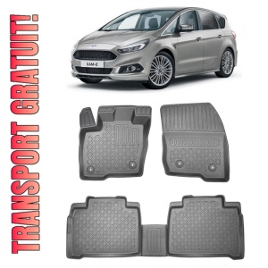 Ford S-Max II, Van, Din 09.2015 - Prezent , Set Covorase Auto Tip Tavita Premium 3D, din cauciuc
