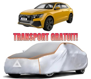 Husa Prelata Antigrindina Auto AUDI Q8 (4MN, 4MT) din 2018-2020, Protectie auto contra intemperiilor la grindina, Waterproof, 4x Stickere auto AUDI