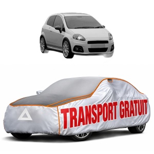 Husa Prelata Antigrindina Auto FIAT GRANDE PUNTO Van (199_) din 2006-2013, Protectie auto contra intemperiilor la grindina, Waterproof, 4x Stickere auto FIAT