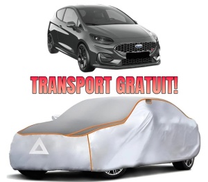 Husa Prelata Antigrindina Auto FORD FIESTA VII (HJ, HF) din 2017-2022, Protectie auto contra intemperiilor la grindina, Waterproof, 4x Stickere auto FORD