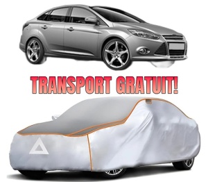 Husa Prelata Antigrindina Auto FORD FOCUS III Saloon din 2010-2020, Protectie auto contra intemperiilor la grindina, Waterproof, 4x Stickere auto FORD