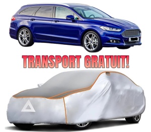 Husa Prelata Antigrindina Auto FORD MONDEO V Turnier (CF) din 2014-2019, Protectie auto contra intemperiilor la grindina, Waterproof, 4x Stickere auto FORD