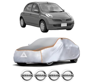 Husa Prelata Antigrindina Auto NISSAN MICRA III (K12) din 2002-2010, Protectie auto contra intemperiilor la grindina, Waterproof, 4x Stickere auto NISSAN - Img 2