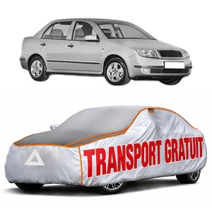 Husa Prelata Antigrindina Auto SKODA FABIA I Saloon (6Y3) din 1999-2007, Protectie auto contra intemperiilor la grindina, Waterproof, 4x Stickere auto SKODA
