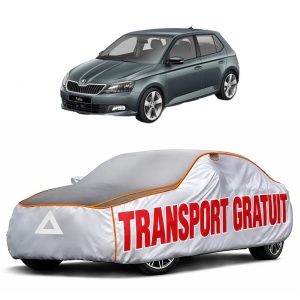 Husa Prelata Antigrindina Auto SKODA FABIA III (NJ3) din 2014-2021, Protectie auto contra intemperiilor la grindina, Waterproof, 4x Stickere auto SKODA