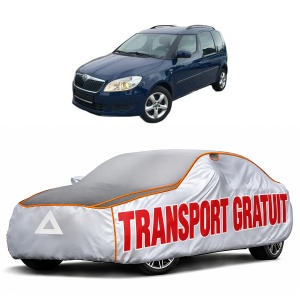 Husa Prelata Antigrindina Auto SKODA ROOMSTER (5J7) din 2006-2015, Protectie auto contra intemperiilor la grindina, Waterproof, 4x Stickere auto SKODA