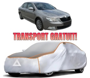 Husa Prelata Antigrindina Auto SKODA SUPERB II (3T4) din 2008-2015, Protectie auto contra intemperiilor la grindina, Waterproof, 4x Stickere auto SKODA
