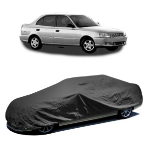 Husa prelata auto pentru HYUNDAI ACCENT II Saloon (LC) 2000 - 2005, culoare negru, material textil impermeabil, rezistanta la intemperii praf UV, CARPASSION Husa Protectie - Img 2