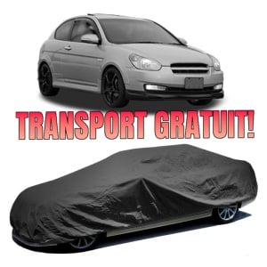 Husa prelata auto pentru HYUNDAI ACCENT IV (RB) 2010 - 2018, culoare negru, material textil impermeabil, rezistanta la intemperii praf UV, CARPASSION Husa Protectie