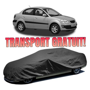 Husa prelata auto pentru KIA RIO II Saloon (JB) 2005 - 2011, culoare negru, material textil impermeabil, rezistanta la intemperii praf UV, CARPASSION Husa Protectie