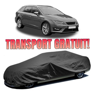 Husa prelata auto pentru SEAT LEON ST Estate Van (5F8) 2014 - 2020, culoare negru, material textil impermeabil, rezistanta la intemperii praf UV, CARPASSION Husa Protectie