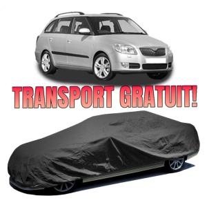 Husa prelata auto pentru SKODA FABIA II Combi (545) 2007 - 2014, culoare negru, material textil impermeabil, rezistanta la intemperii praf UV, CARPASSION Husa Protectie