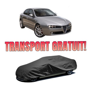 Husa tip prelata auto ALFA ROMEO 159 (939_) din 2005-2012, Culoare Negru, material textil impermeabil, rezistanta la intemperii praf UV, CARPASSION Husa Protectie, 4 Stickere auto cu ALFA ROMEO