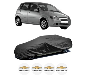 Husa tip prelata auto CHEVROLET AVEO / KALOS Hatchback (T200) din 2003-2008, Culoare Negru, material textil impermeabil, rezistanta la intemperii praf UV, CARPASSION Husa Protectie, 4 Stickere auto cu CHEVROLET - Img 2