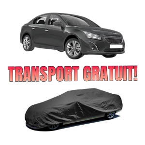 Husa tip prelata auto CHEVROLET CRUZE (J300) din 2009-2018, Culoare Negru, material textil impermeabil, rezistanta la intemperii praf UV, CARPASSION Husa Protectie, 4 Stickere auto cu CHEVROLET