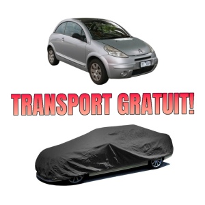 Husa tip prelata auto CITROEN C3 Pluriel (HB_) din 2003-2004, Culoare Negru, material textil impermeabil, rezistanta la intemperii praf UV, CARPASSION Husa Protectie, 4 Stickere auto cu CITROEN