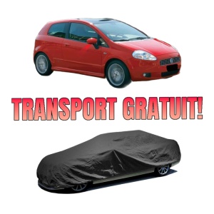 Husa tip prelata auto FIAT PANDA (312_, 319_) din 2012-2020, Culoare Negru, material textil impermeabil, rezistanta la intemperii praf UV, CARPASSION Husa Protectie, 4 Stickere auto cu FIAT