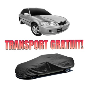 Husa tip prelata auto HONDA CITY III Saloon (3A_, SX8) din 1997-1999, Culoare Negru, material textil impermeabil, rezistanta la intemperii praf UV, CARPASSION Husa Protectie, 4 Stickere auto cu HONDA