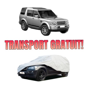 Husa tip prelata auto LAND ROVER DISCOVERY IV (L319) din 2009-2018, Culoare Gri, material textil impermeabil, rezistanta la intemperii praf UV, CARPASSION Husa Protectie, 4 Stickere auto cu LAND ROVER