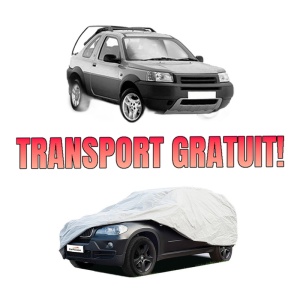 Husa tip prelata auto LAND ROVER FREELANDER I Soft Top (L314) din 1998-2006, Culoare Gri, material textil impermeabil, rezistanta la intemperii praf UV, CARPASSION Husa Protectie, 4 Stickere auto cu LAND ROVER
