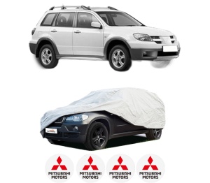 Husa tip prelata auto MITSUBISHI OUTLANDER I (CU_W) din 2001-2007, Culoare Gri, material textil impermeabil, rezistanta la intemperii praf UV, CARPASSION Husa Protectie, 4 Stickere auto cu MITSUBISHI - Img 2