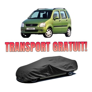Husa tip prelata auto OPEL AGILA A (H00) din 2000-2007, Culoare Negru, material textil impermeabil, rezistanta la intemperii praf UV, CARPASSION Husa Protectie, 4 Stickere auto cu OPEL