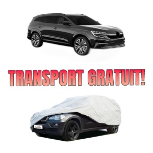 Husa tip prelata auto RENAULT ESPACE VI (RHN) din 2023, Culoare Gri, material textil impermeabil, rezistanta la intemperii praf UV, CARPASSION Husa Protectie, 4 Stickere auto cu RENAULT
