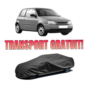 Husa tip prelata auto SEAT AROSA (6H1) din 1997-2004, Culoare Negru, material textil impermeabil, rezistanta la intemperii praf UV, CARPASSION Husa Protectie, 4 Stickere auto cu SEAT