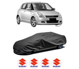 Husa tip prelata auto SUZUKI SWIFT III (MZ, EZ) din 2005-2015, Culoare Negru, material textil impermeabil, rezistanta la intemperii praf UV, CARPASSION Husa Protectie, 4 Stickere auto cu SUZUKI - Img 2