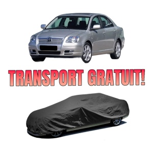 Husa tip prelata auto TOYOTA AVENSIS Saloon (_T25_) din 2003-2008, Culoare Negru, material textil impermeabil, rezistanta la intemperii praf UV, CARPASSION Husa Protectie, 4 Stickere auto cu TOYOTA