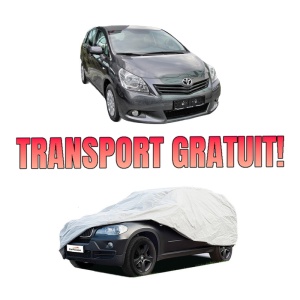 Husa tip prelata auto TOYOTA VERSO VAN (_R2_) din 2009-2018, Culoare Gri, material textil impermeabil, rezistanta la intemperii praf UV, CARPASSION Husa Protectie, 4 Stickere auto cu TOYOTA