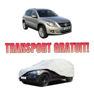 Husa tip prelata auto Volskwagen TIGUAN VAN (5N_) din 2007-2018, Culoare Gri, material textil impermeabil, rezistanta la intemperii praf UV, CARPASSION Husa Protectie, 4 Stickere auto cu Volskwagen