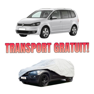 Husa tip prelata auto Volskwagen TOURAN VAN (1T3) din 2010-2015, Culoare Gri, material textil impermeabil, rezistanta la intemperii praf UV, CARPASSION Husa Protectie, 4 Stickere auto cu Volskwagen