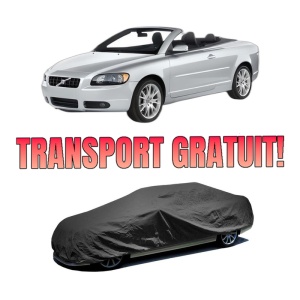 Husa tip prelata auto VOLVO C70 II Convertible (542) din 2006-2013, Culoare Negru, material textil impermeabil, rezistanta la intemperii praf UV, CARPASSION Husa Protectie, 4 Stickere auto cu VOLVO