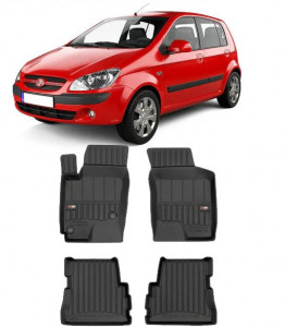 Hyundai Getz Din 2002 - 2008, Hatchback , Set Covorase Auto Tip Tavita Premium 3D, din cauciuc accesorii pentru autoturismul tau - masina v163857