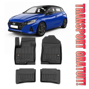 Hyundai I20 III, Hatchback, Din 10.2020 - Prezent , Set Covorase Auto Tip Tavita Premium 3D, din cauciuc