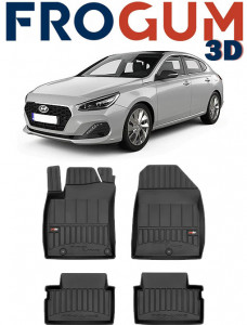 Hyundai I30 III, Coupe, Din 02.2017 - Prezent , Set Covorase Auto Tip Tavita Premium 3D, din cauciuc accesorii pentru autoturismul tau - masina v170617