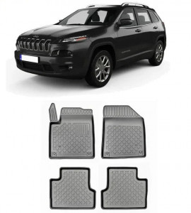 Jeep Cherokee, Suv, Din 03.2014 - Prezent , Set Covorase Auto Tip Tavita Premium 3D, din cauciuc accesorii pentru autoturismul tau - masina v170358